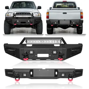 Vijay For 1995-2004 Toyota Tacoma Black Front/Rear Bumper W/Winch Plate&Lights