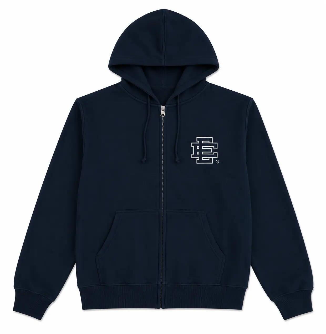 Eric Emanuel EE Zip Hoodie, Full Zip Hooded Sweatshirt, Heavyweight Cotton Hoodie, Unisex Streetwear Jacket, Casual Graphic Hoodie