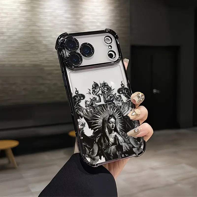 Engraving Virgen De Guadalupe Aesthetic Design Pattern Casing For iPhone 17 16 15 14 13 12 Samsung 22 23 24 25 Plus Pro Max Ultra Soft Silicon TPU Shockproof Protector Vintage Unique Fashion Mobile Phone Case