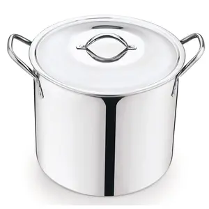 Stainless Steel Stock Pot – 8 Qt, Durable with Metal Lid & Cool Handles