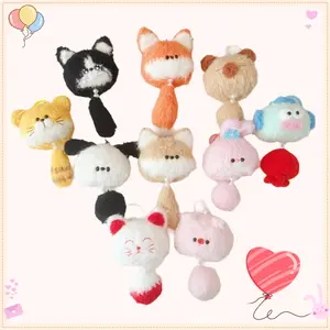 Handmade Crochet Fluffy Keychain 6’’ | Pull Tail Vibrates | Cute Kawaii Plush Bag Charm | Premium Soft Yarn | Interactive Fun Toy | Special Gift for Girls