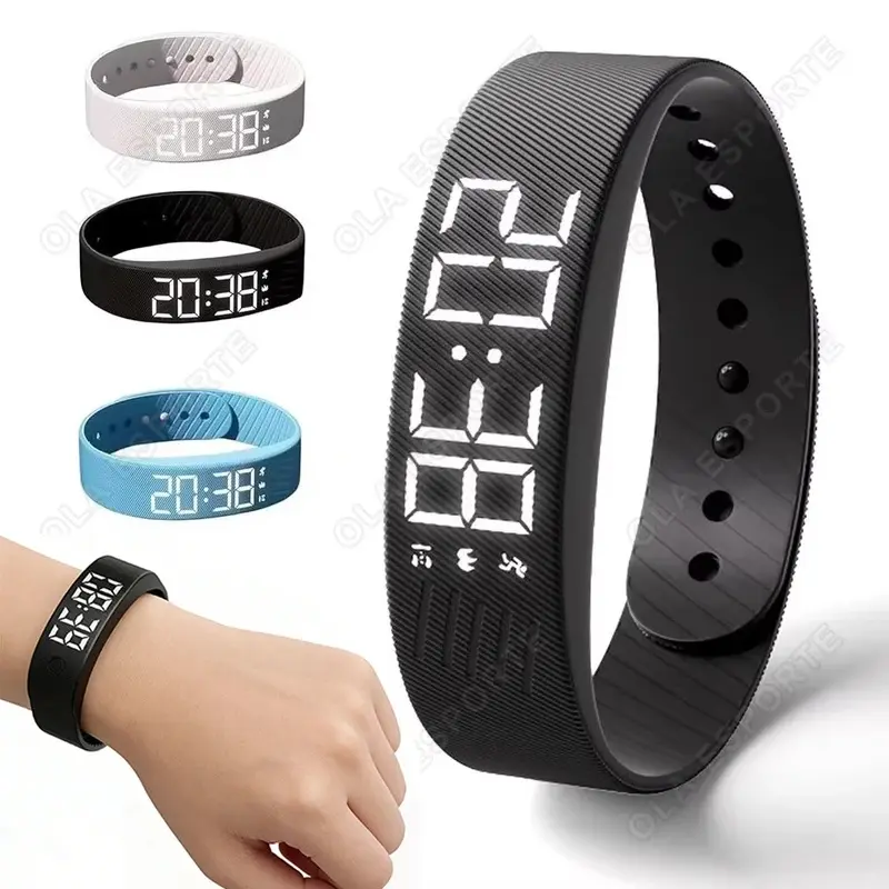 Silent Vibrating Alarm Bracelet, LED Digital Vibration Alarm Watch For Heavy Sleepers, Waterproof Pedometer Wristband USB Rechargeable Snooze-Free Wake Up Band
