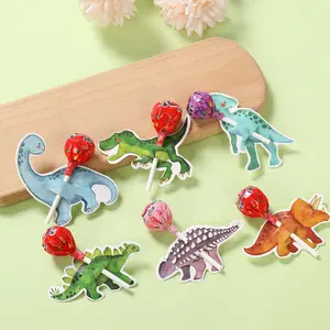 New Dinosaur Lollipop Holder Card Dino 1st Birthday Party Decor Kids Boy Jungle Safari Party Favors Roar Candy Card Baby Shower Gifts
