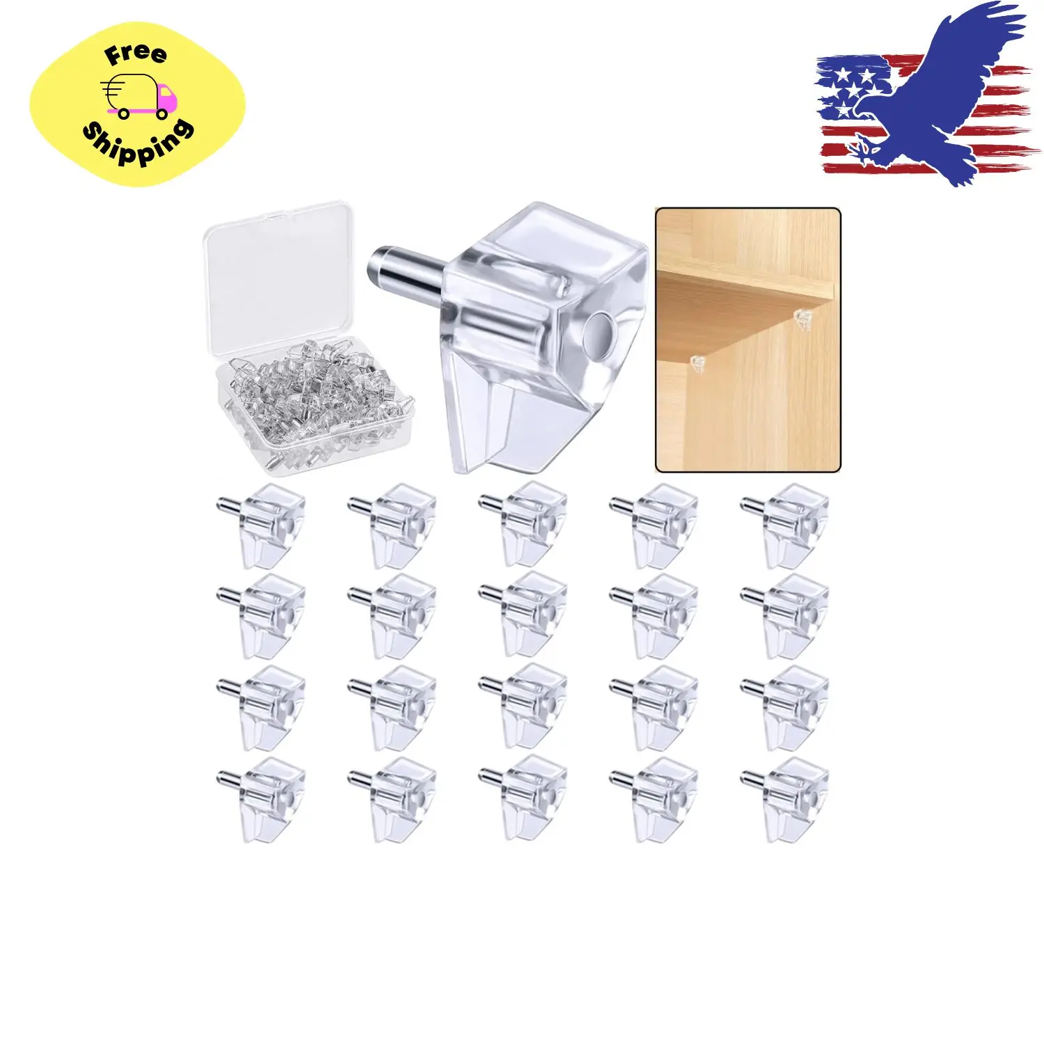 5 Millimeters Shelf Support Peg, Clear Plastic (20 Pieces)