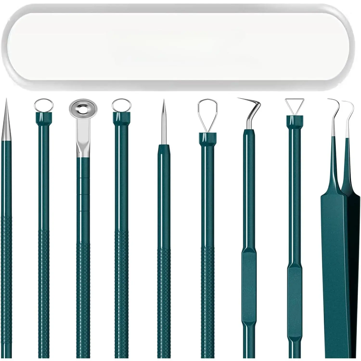 Professional Acne & Blackhead Remover Kit | 5-Piece Stainless Steel Comedone Extractor Tool Set with Pimple Popper & Tweezers | Personal Dermatologist Tools for Blemishes, Beauty Tools