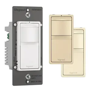 Legrand RRW600UTC radiant Occupancy/Vacancy Sensor Switch - 600W, 180° PIR Motion Detection, White/Ivory/Light Almond