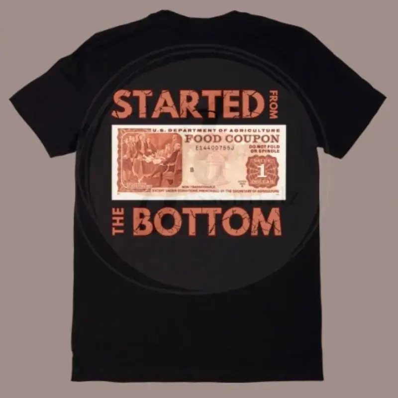 Men's Casual Short-Sleeve Streetwear Top, "Started From The Bottom" Graphic T-Shirt, Tshirt, Shortsleeve, Classic, Cotton, Menswear, Fabric, Soft, Unisex