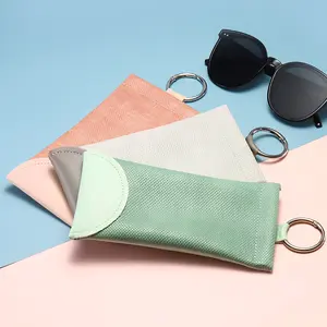 Portable Sunglasses Pouch with Keychain, Soft Protective Eyeglass Case, Scratch-Resistant Glasses Holder, Travel-Friendly Slim Storage Bag for Women & Men