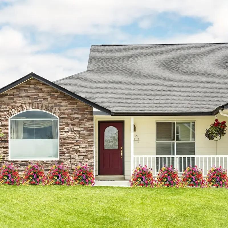 Artificial Flowers for Outdoor Indoor Garden Home Decoration, Plastic Faux Flowers, Faux Flower Daisy with Eucalyptus Leaves Fake Plants Greenery Boxwood Porch Patio