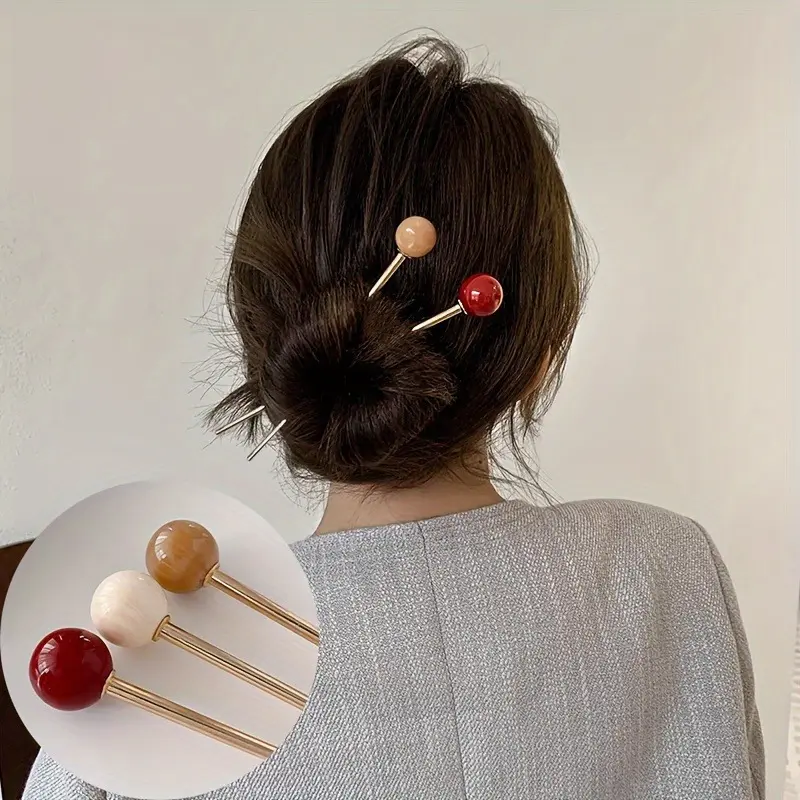 1pc Round Ball Hairpin, Female Ball Head Lazy Hair Artifact, Simple Modern Hairpin, Daily Wear Hairpins, Beautiful Headdress
