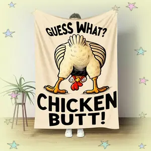 Food Themed Flannel Weave Blanket - Silly Dad Joke Rooster Print, Buttery Soft Microfiber Couch Throw, Durable Fade-Resistant College Dorm Decor, Food Themed Blanket