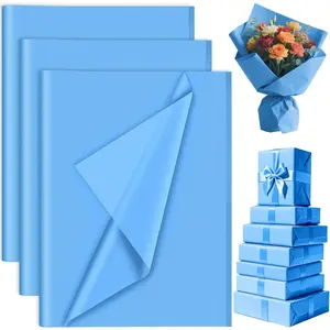 60 Sheets Sky Blue Tissue Paper Bulk,   Wrapping Tissue Paper for Packaging 14 x 20 Inch Art Crafts for  Bags Decorative Floral Wedding Father's Day Birthday Party Decor