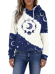 Women's Pullover Hoodie - & Navy Blue Celestial Graphic Sweatshirt with Hood, Soft Everyday Casual Hoodie for Women, Machine Washable Sweate, winter outfits for women