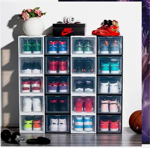 SourceMax 2x 4x 8x Magnetic Drop Side Shoe Box Storage Containers Sneaker Display Cases for Organized Shoe Storage
