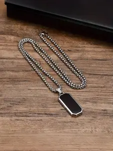 Elegant Stainless Steel Men Necklace, Geometric Droplet Pendant, Unique Design, Suitable for All Occasions, Father's Day Gift, Fashionable Accessory