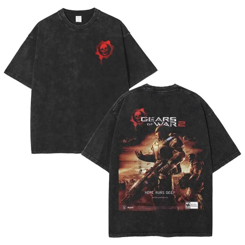 Retro Battle Theme Washed Graphic T Shirt Unisex Oversized Crewneck Short Sleeve Armored Combat Trooper Poster Print Streetwear Tee For Holiday Casual Gathering