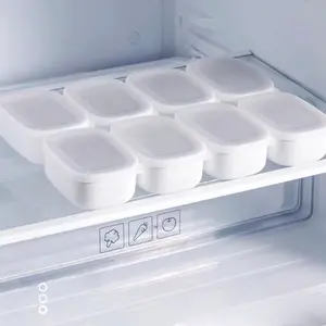 Two reusable refrigerator storage boxes with transparent lids; suitable for kitchen frozen food preparation and grain storage. Home Goods - Home Organization - Storage Boxes