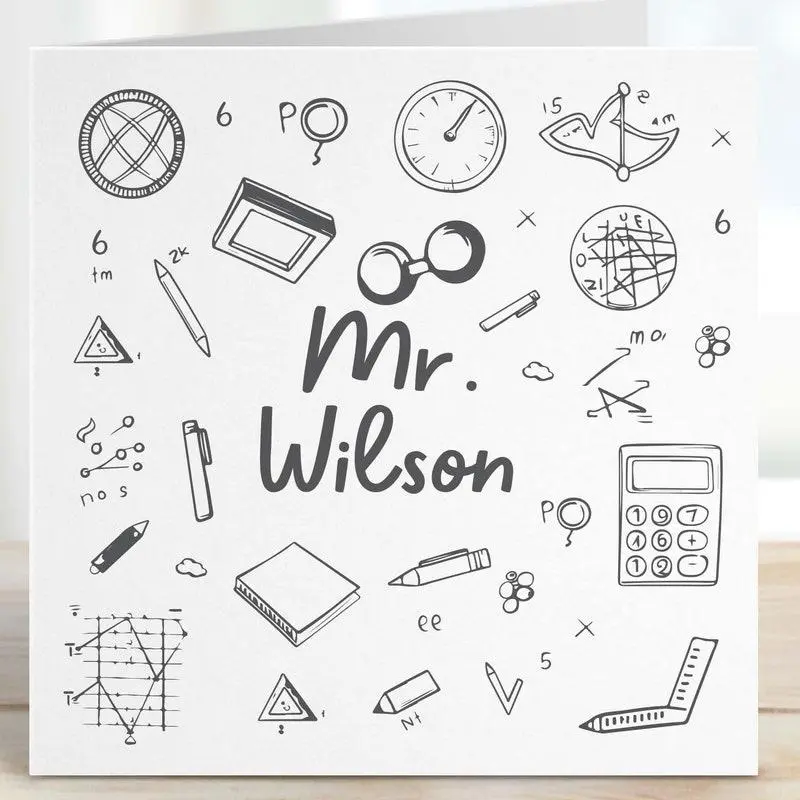 Mr & Mrs Wedding Greeting Card, Math Teacher Gift Card with Mathematic Icons, Gratitude Thank You Card for Teachers, End of Year Gift for Secondary Education
