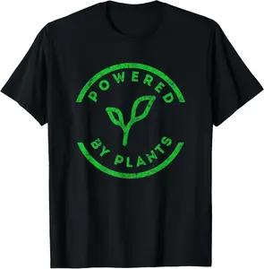 100% Cotton Powered By Plants T-Shirt Vegan Workout Shirt T-Shirt