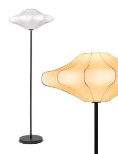 Brightech Atlas Tall Floor Lamp with Unique Resin Shade & LED Bulb, Elegant Lamp for Living Rooms & Offices, LED Floor Lamp, Modern Standing Lamp for Bedroom, Great Living Room Décor - Black