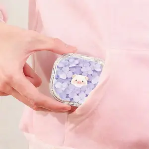Purple White Floral Pig Printed Retainer Box High Value Transparent Denture Case Home Travel Universal Orthodontic Retainer Box Wear Resistant Compression Proof Teeth Storage Case