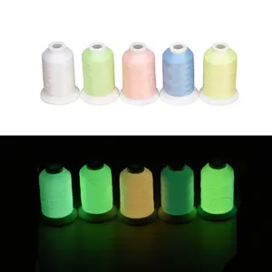 Simthread Glow in The Dark Thread, Polyester Embroidery Thread, 5 Spools 550 Yards Each, for Home Embroidery and Sewing Machine