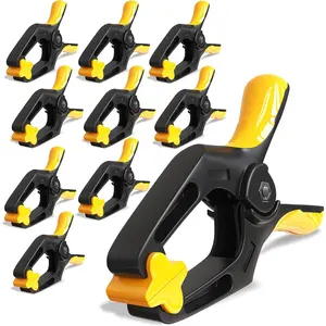 4 inch Spring Clamps 10 Pack Plastic Clamps for Pool Cover, Balloon Archs, Tarps & Backdrop with 2 inch Mouth Opening - Rust Free Heavy Duty Large Outdoor Clips with Non-Detachable Jaw Pads