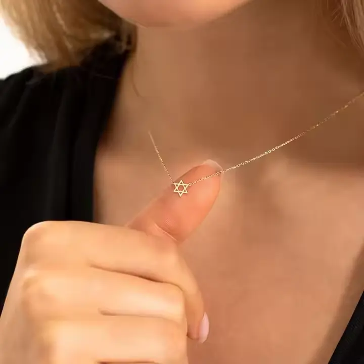 Dainty Star of David Necklace 18K Gold-Plated 10mm Pendant 16+2-inch Chain Ultra-Lightweight Minimalist Jewelry Gift