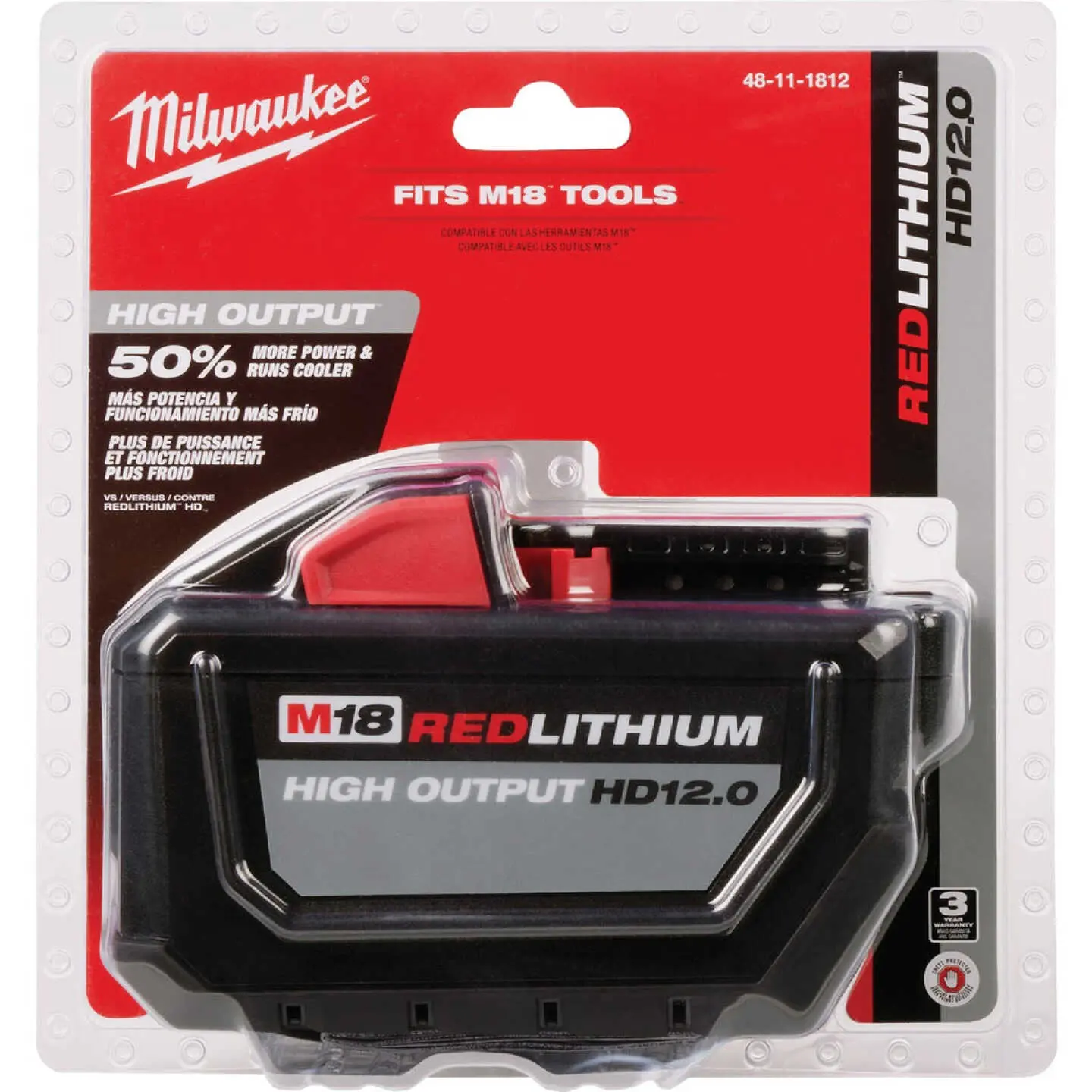 Milwaukee 48-11-1812 M18 RED LITHIUM High Output HD 12.0Ah 18V Lithium-Ion Battery Pack Milwaukee 48-11-1812 M18 RED LITHIUM High Output HD 12.0Ah 18V Lithium-Ion Battery Pack