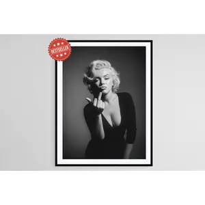 [Sale off up to 65%] [No frame, Free Ship] Marilyn Monroe Showing Middle Finger Poster, Iconic Pop Culture Wall Decor, Bold Vintage Attitude Artwork (No Framed)