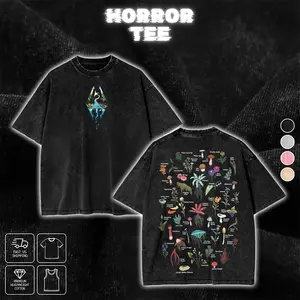 The Elder Scrolls V Skyrim Tamriel Herbal Graphic T-shirt Alchemy Field Guide Crewneck Sweatshirt Hoodie Streetwear 100% Cotton Oversized Dragonborn Fan Gift Heavyweight Aesthetic Washed Print Unisex Top Fantasy Game Design