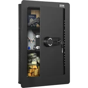 fathersdaygift VEVOR 25.59 Tall Wall Safe, 3-Tier Hidden Wall Safe with Keypad, 3 Removable Shelves 6 Key Holders, Q235 Cold-Rolled Steel In Wall Safe with LED Light Vibration Alarm for Money, Jewelry, Passport