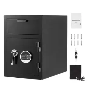 Drop Safe 1.2 Cubic Feet, Digital Keypad Cash Depository Box, Front Drop Slot, Heavy Duty Steel Safe with 2 Keys, for Cash, Documents, Jewelry - Black Default