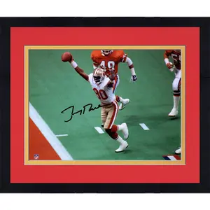 Framed Jerry Rice San Francisco 49ers Autographed 8" x 10" Hands Up vs Broncos Photograph - Fanatics Authentic Certified - NFL Memorabilia