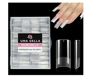 Medium Square Nail Tips 216 Pcs Pre-file Half Cover No C Curve Straight Square Gel X Nail Tips Clear Fake Nails Tips Half Matte Long Lasting For Nail Extension Home DIY Salon 12 Sizes