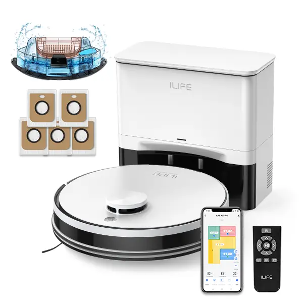 ILIFE A30 Pro Robot Vacuum and Mop,10000Pa Max Suction 60 Days Self Emptying, LiDAR Navigation, 180 Min Max, App, Remote & Voice Control, Ideal for Hard Floors, Carpet & Pet Hair