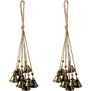 Hanging  Bells for Door,2 Pc Door Bell Hanger Christmas Bells for Witchy Home Decor 8 Brass Bells  Supplies