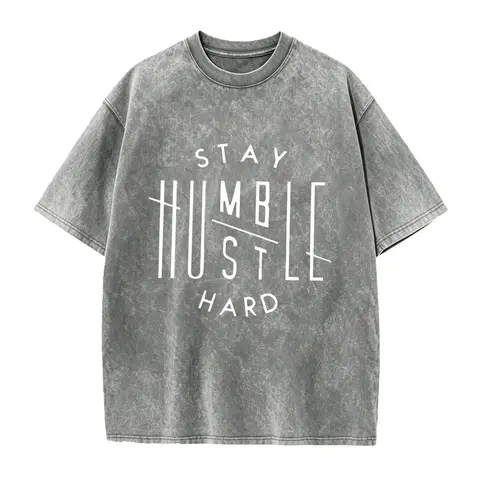 [Classic Street Style] Classic Street Style | Stay Humble Hustle Hard T Shirt | Men's Fashion Casual Trendy Short Sleeve Tee