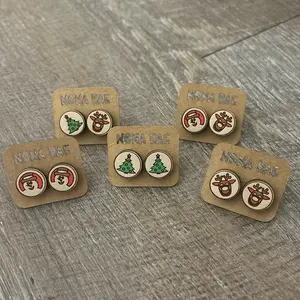 Christmas Sugar Cookie Wooden Earrings