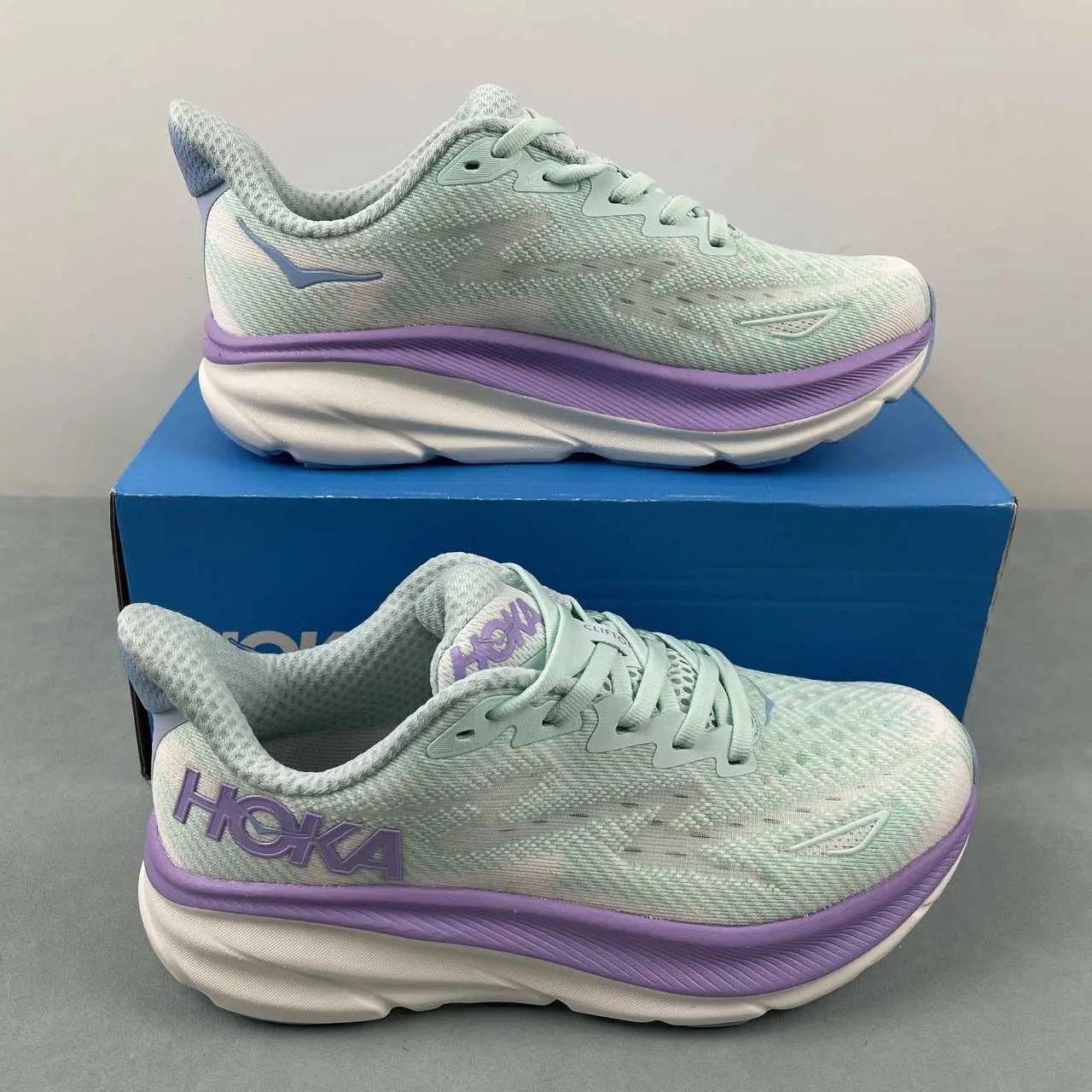 Mint Green Breathable Knit Mesh Running Shoes Light Purple Layer Thick Sole Cream Foam Cushion Lightweight Non Slip Outdoor Fitness Sneakers For Women