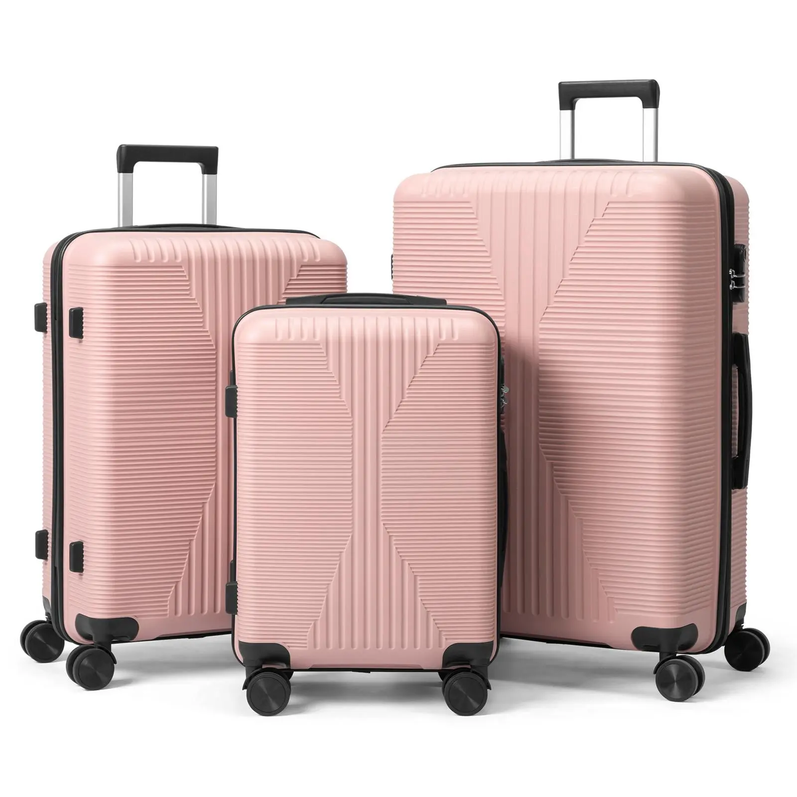 Ubesgoo 3-Piece PP Hard Shell Luggage Set 20/24/28 Inch, Non-TSA Approved with Built-in TSA Lock, Combined Top & Side Carry Handles, Lightweight Durable Travel Suitcase