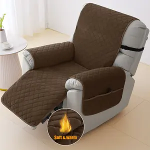 Recliner Slipcover with Pockets, Adjustable Soft Sofa Protector, Washable Protective Cover with Elastic Strap for Pets