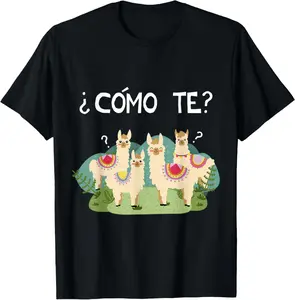 100% Cotton Funny Spanish Tee, Como Te Llama, Llama TShirt T-Shirt