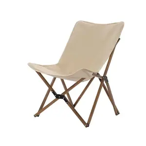 Black large outdoor steel pipe ultra-light moon chair storage does not take up space folding chair butterfly chair