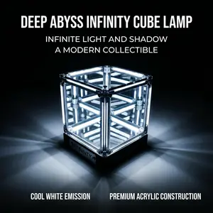 Luxury Infinity Mirror Cube Desk Lamp, 4D Illusion LED Night Light with Infinite Depth, Modern Desk Decor & Coffee Table, Office, Home Bedroom