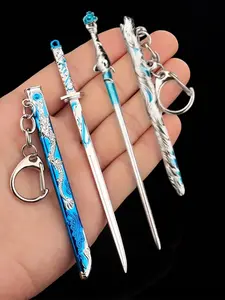 Five Claw Golden Dragon Sword Model, Zinc Alloy Miniature Ancient Weapon, Collectible Keychain, Non-Sharp Blade, Includes Scabbard