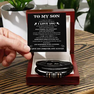 To My Son Bracelet From Mom and Dad, Son Bracelets From Mother Father, Christmas Birthday Graduation Gifts for Boys Men