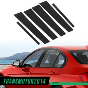 Carbon Style Pillar Posts Fit for BMW 3-Series E90 6Pc Set Door Trim Piano Decal