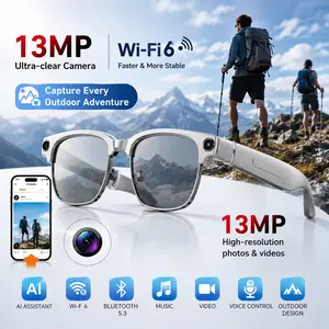 2026 New Smart AI Camera Glasses,13 MP HD Anti-Shake Video Recording,Button Touch Control,Auto Photochromic UV Protection,Hands-Free Photography,160+ Languages Real-Time Translation