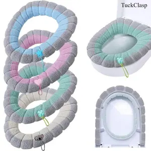 Washable Toilet Seat Cushion Cover, Soft and Comfortable Toilet Seat Protector with Warm Padding, Reusable Bathroom Seat Cover for Added Comfort, Practical Home Bathroom Accessory for Everyday Use and Winter Comfort